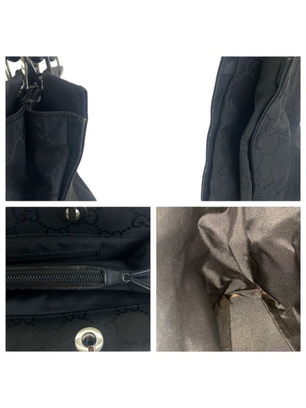 Gucci Bamboo Black Silver Nylon 002 Tote - Picture 6 of 9